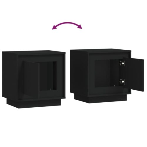 Bedside Cabinet Black 44x35x45cm Engineered Wood - Image 9