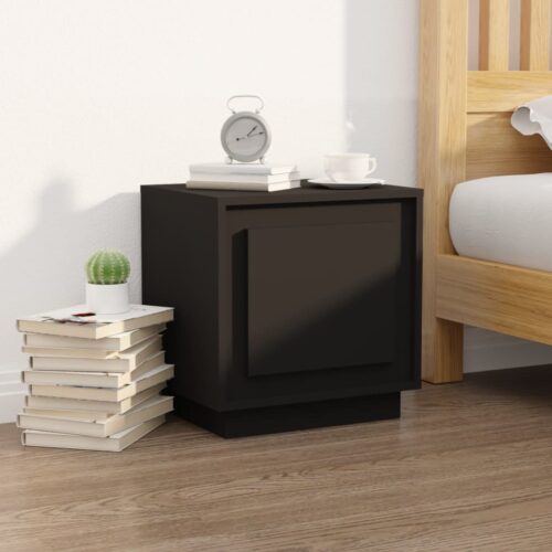 Bedside Cabinet Black 44x35x45cm Engineered Wood - Image 12
