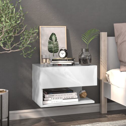 Wall-mounted Bedside Cabinet White - Image 9