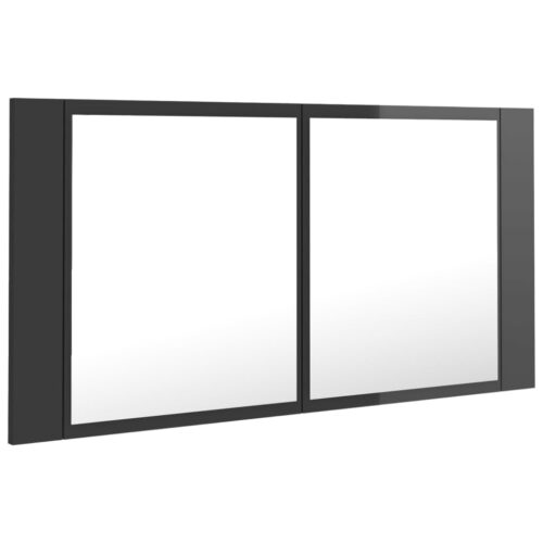 LED Bathroom Mirror Cabinet High Gloss Grey 90x12x45cm Acrylic - Image 8