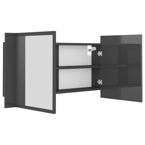 LED Bathroom Mirror Cabinet High Gloss Grey 90x12x45cm Acrylic - Image 11