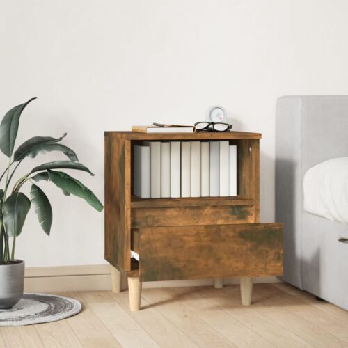 Bedside Cabinet Smoked Oak 40x35x50cm - Image 3