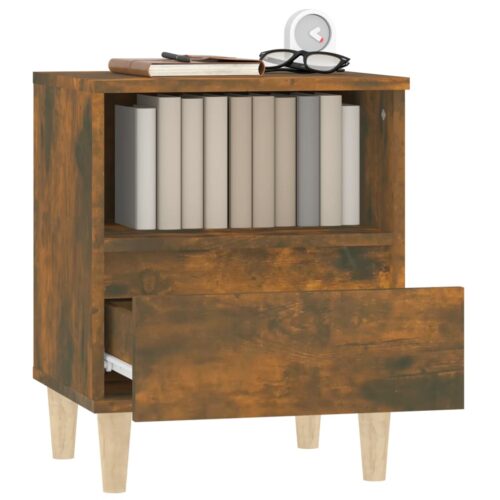 Bedside Cabinet Smoked Oak 40x35x50cm - Image 5