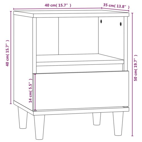 Bedside Cabinet Smoked Oak 40x35x50cm - Image 10
