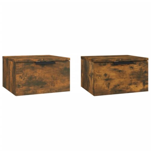 Wall-mounted Bedside Cabinets 2pcs Smoked Oak 34x30x20cm - Image 2