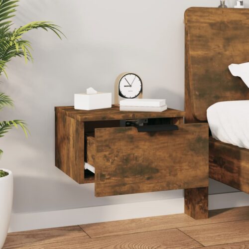 Wall-mounted Bedside Cabinets 2pcs Smoked Oak 34x30x20cm - Image 9