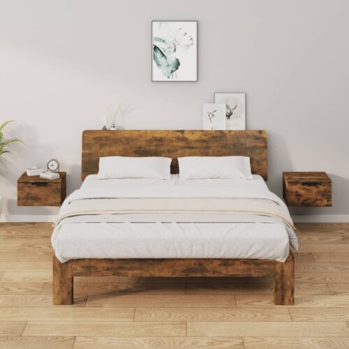 Wall-mounted Bedside Cabinets 2pcs Smoked Oak 34x30x20cm - Image 12
