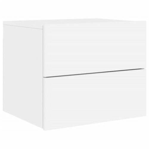 Wall-mounted Bedside Cabinet with LED Lights White - Image 3