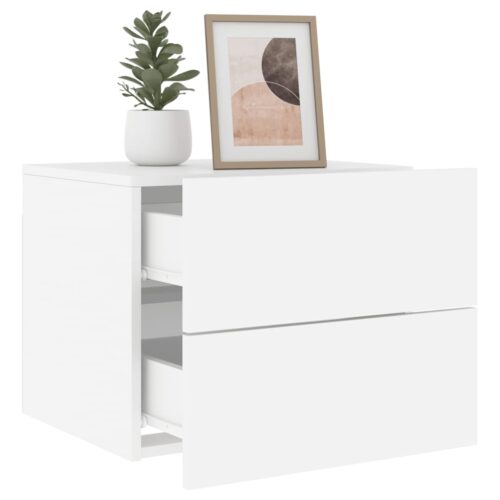 Wall-mounted Bedside Cabinet with LED Lights White - Image 5