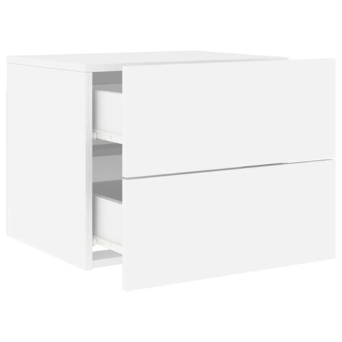 Wall-mounted Bedside Cabinet with LED Lights White - Image 6