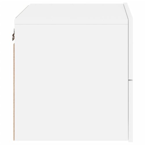 Wall-mounted Bedside Cabinet with LED Lights White - Image 8