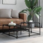 Coffee Table Black 87.5x87.5x40cm Engineered Wood
