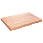 Table Top Light Brown 80x60x6cm Treated Solid Wood Oak DIY Desk Panel Board