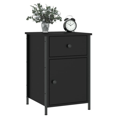 Bedside Cabinet Black 40x42x60cm Engineered Wood - Image 3