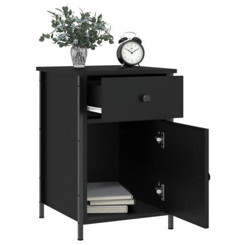 Bedside Cabinet Black 40x42x60cm Engineered Wood - Image 4