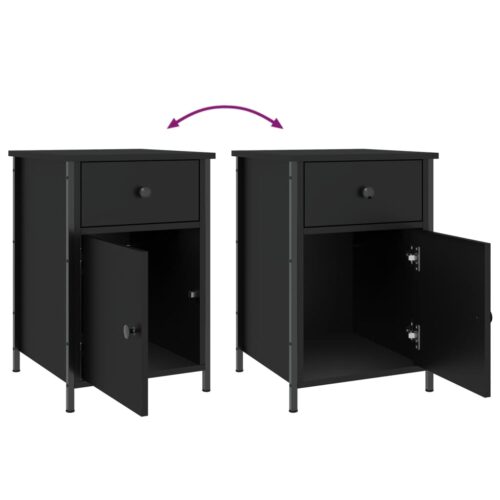 Bedside Cabinet Black 40x42x60cm Engineered Wood - Image 9