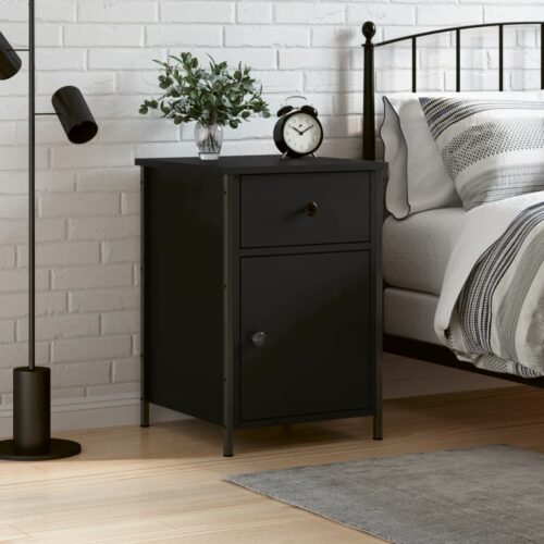 Bedside Cabinet Black 40x42x60cm Engineered Wood - Image 12
