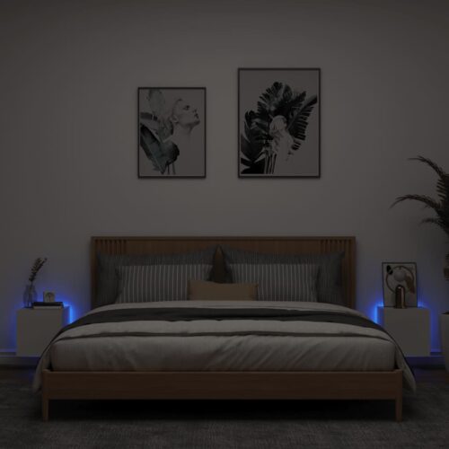 TV Wall Cabinets with LED Lights 2pcs White 30.5x35x30cm - Image 3