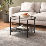 Tea Table Black Transparent 70cm Tempered Glass
