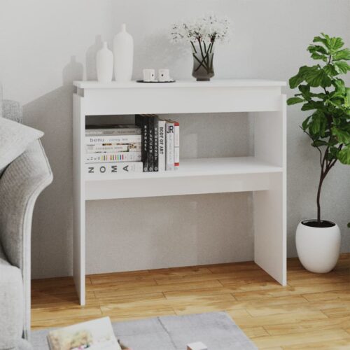 Console Table White Wood Wooden Modern Hallway Entry Display Shelf Desk
