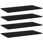 Bookshelf Boards 4pcs Black 80x40x1.5cm Engineered Wood