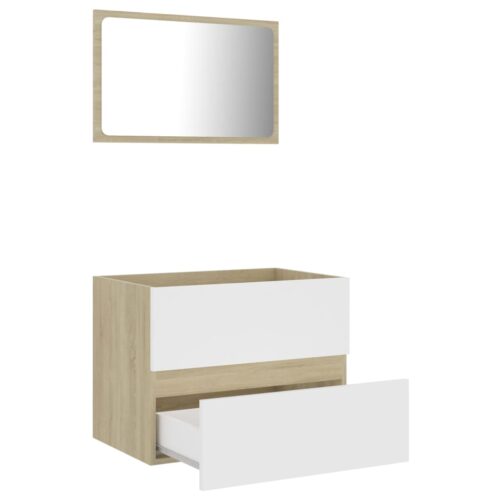 2-Piece Bathroom Furniture Set White Sonoma Oak Engineered Wood - Image 3