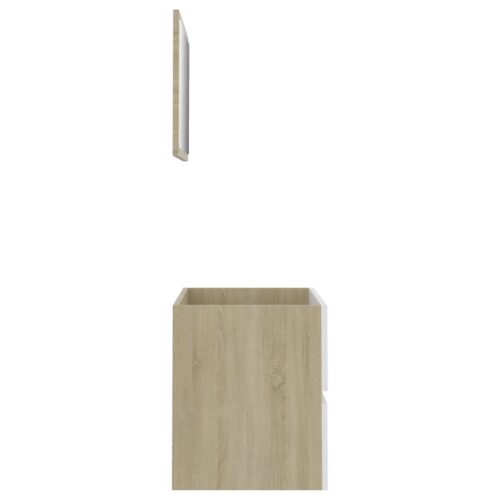 2-Piece Bathroom Furniture Set White Sonoma Oak Engineered Wood - Image 5
