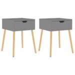 Bedside Cabinets 2pcs Grey 40x40x56cm Engineered Wood
