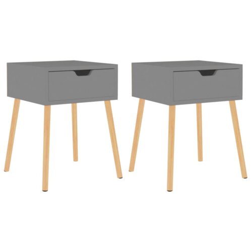 Bedside Cabinets 2pcs Grey 40x40x56cm Engineered Wood
