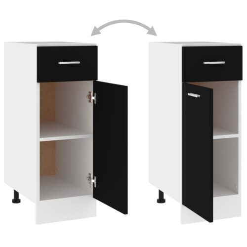 Drawer Bottom Cabinet Black 30x46x81.5cm Engineered Wood - Image 6