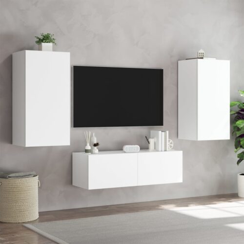 TV Wall Cabinet with LED Lights White 40.5x35x80cm - Image 5
