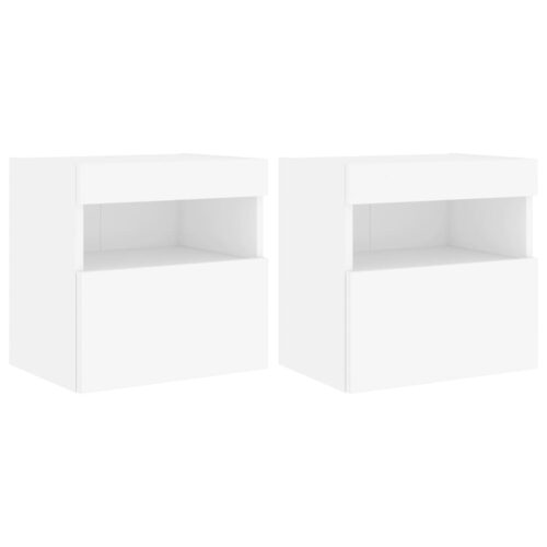 TV Wall Cabinets with LED Lights 2pcs White 40x30x40cm - Image 2