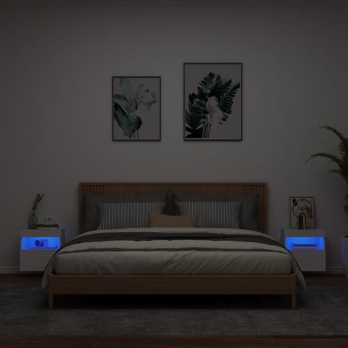TV Wall Cabinets with LED Lights 2pcs White 40x30x40cm - Image 3