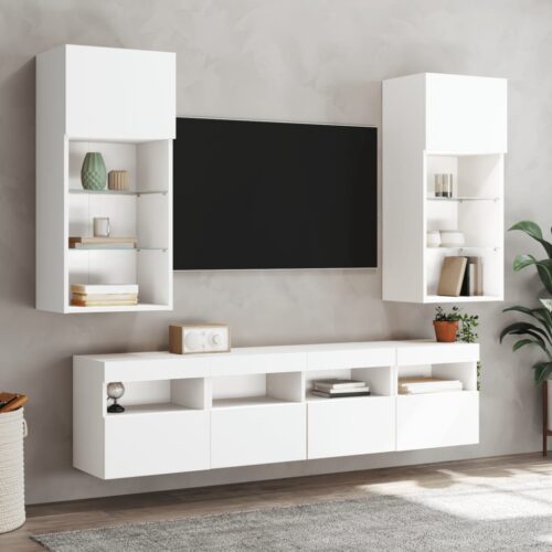 TV Wall Cabinets with LED Lights 2pcs White 40x30x40cm - Image 5