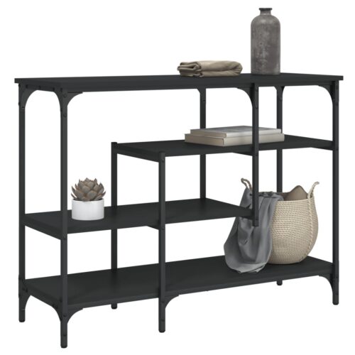 Console Table with Shelves Black 100x35x75cm - Image 11