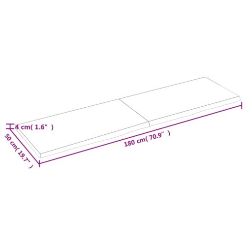Table Top Light Brown 180x50x4cm Treated Solid Wood Oak DIY Desk Panel Board - Image 6