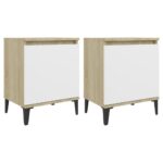 2x Wooden Bedside Tables Drawers Storage Side Lamp Cabinets Bedroom Nightstand