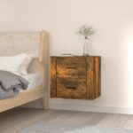 Wall-mounted Bedside Cabinet Smoked Oak 50x36x47cm