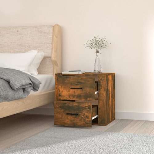 Wall-mounted Bedside Cabinet Smoked Oak 50x36x47cm - Image 4