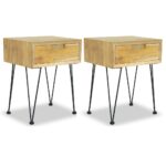 Bedside Cabinets 2pcs 40x30x50cm Solid Teak