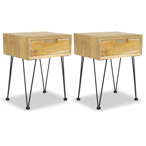 Bedside Cabinets 2pcs 40x30x50cm Solid Teak - Image 11