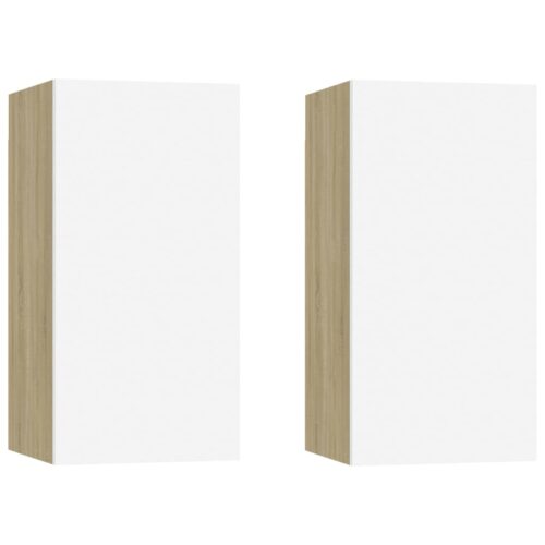 TV Cabinets 2pcs White Sonoma Oak 30.5x30x60cm Engineered Wood