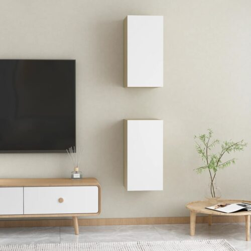 TV Cabinets 2pcs White Sonoma Oak 30.5x30x60cm Engineered Wood - Image 10