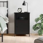 Bedside Cabinet Black 40x42x60cm Engineered Wood