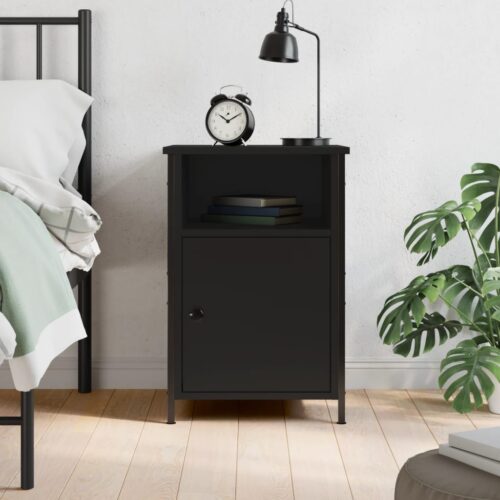 Bedside Cabinet Black 40x42x60cm Engineered Wood