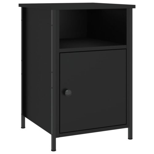 Bedside Cabinet Black 40x42x60cm Engineered Wood - Image 2