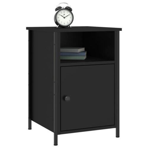 Bedside Cabinet Black 40x42x60cm Engineered Wood - Image 3