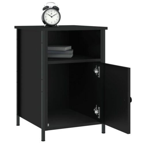 Bedside Cabinet Black 40x42x60cm Engineered Wood - Image 4