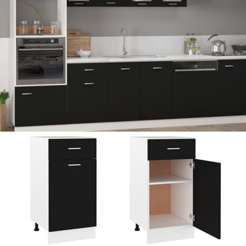 Drawer Bottom Cabinet Black 40x46x81.5cm Engineered Wood - Image 2