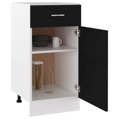 Drawer Bottom Cabinet Black 40x46x81.5cm Engineered Wood - Image 4